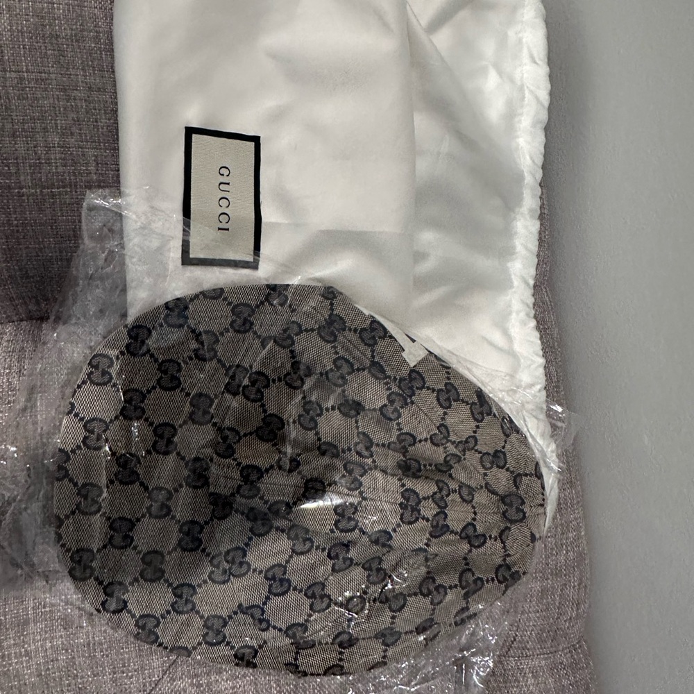 GUCCI 'GG Logo 25 Patch Jacquard' Cotton Canvas Baseball Hat Beige/Blu NEW